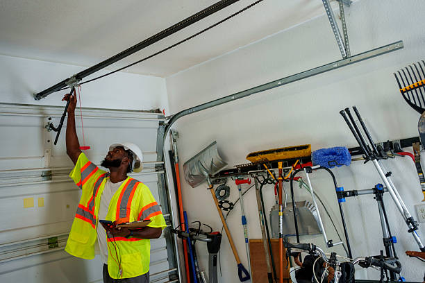 Professional Garage Door Installation technician working in Fresno, TX